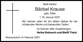 Traueranzeige von Bärbel Krause von Siegener Zeitung