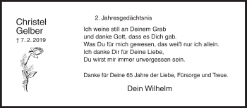 Traueranzeige von Christel Gelber von Siegener Zeitung