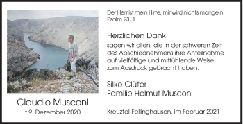 Traueranzeige von Claudio Musconi von Siegener Zeitung
