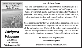 Traueranzeige von Edelgard Wagener von Siegener Zeitung