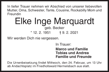 Traueranzeige von Elke Inge Marquardt von Siegener Zeitung
