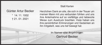 Traueranzeige von Günter Artur Becker von Siegener Zeitung