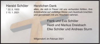 Traueranzeige von Harald Schöler von Siegener Zeitung