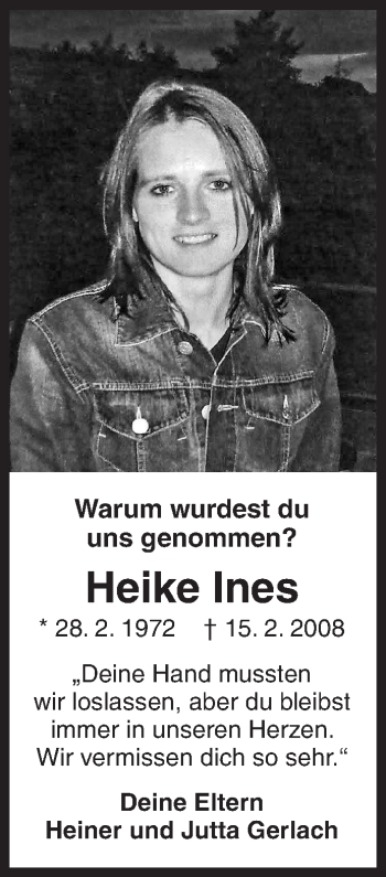 Traueranzeige von Heike Ines von Siegener Zeitung