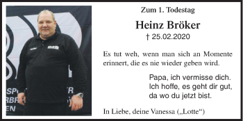 Traueranzeige von Heinz Bröker von Siegener Zeitung