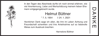 Traueranzeige von Helmut Büttner von Siegener Zeitung