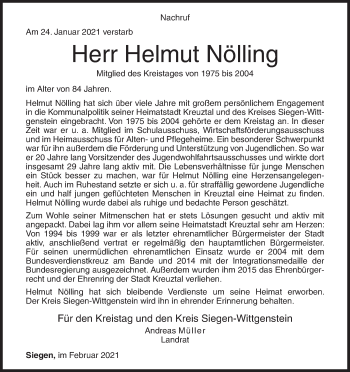 Traueranzeige von Helmut Nölling von Siegener Zeitung