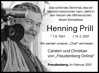 Traueranzeige von Henning Prill von Siegener Zeitung