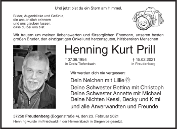 Traueranzeige von Henning Kurt Prill von Siegener Zeitung