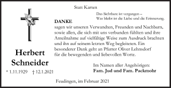 Traueranzeige von Herbert Schneider von Siegener Zeitung