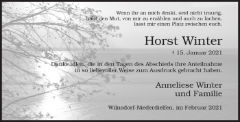 Traueranzeige von Horst Winter von Siegener Zeitung