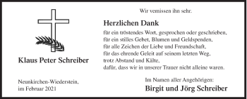 Traueranzeige von Klaus Peter Schreiber von Siegener Zeitung