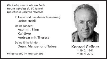Traueranzeige von Konrad Geßner von Siegener Zeitung