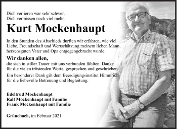 Traueranzeige von Kurt Mockenhaupt von Siegener Zeitung