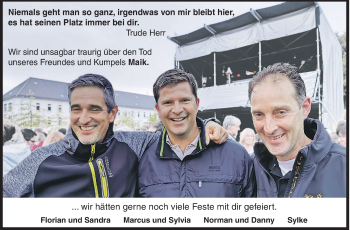 Traueranzeige von Maik Köhler von Siegener Zeitung