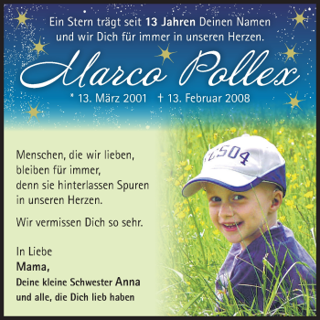 Traueranzeige von Marco Pollex von Siegener Zeitung