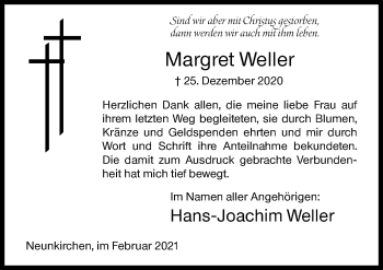 Traueranzeige von Margret Weller von Siegener Zeitung