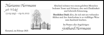 Traueranzeige von Marianne Herrmann von Siegener Zeitung