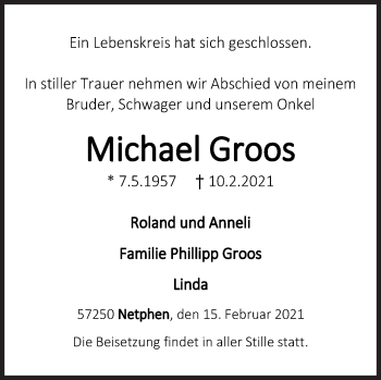 Traueranzeige von Michael Groos von Siegener Zeitung