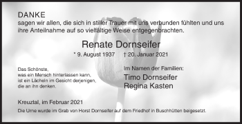 Traueranzeige von Renate Dornseifer von Siegener Zeitung