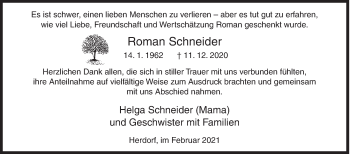 Traueranzeige von Roman Schneider von Siegener Zeitung