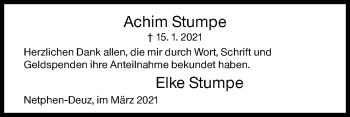 Traueranzeige von Achim Stumpe von Siegener Zeitung