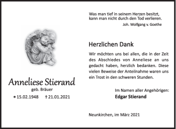 Traueranzeige von Anneliese Stierand von Siegener Zeitung
