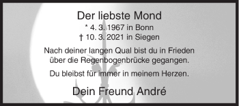 Traueranzeige von Der liebste Mond  von Siegener Zeitung