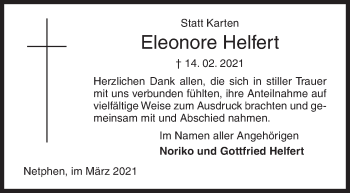 Traueranzeige von Eleonore Helfert von Siegener Zeitung