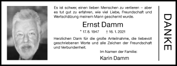 Traueranzeige von Ernst Damm von Siegener Zeitung