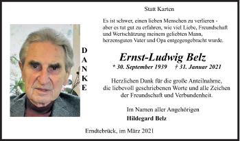 Traueranzeige von Ernst-Ludwig Belz von Siegener Zeitung