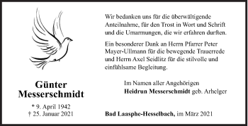 Traueranzeige von Günter Messerschmidt von Siegener Zeitung