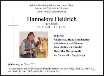 Traueranzeige von Hannelore Heidrich von Siegener Zeitung