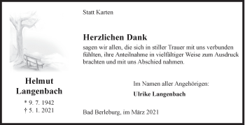 Traueranzeige von Helmut Langenbach von Siegener Zeitung