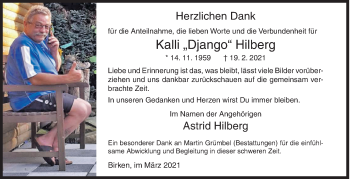 Traueranzeige von Kalli  Hilberg von Siegener Zeitung
