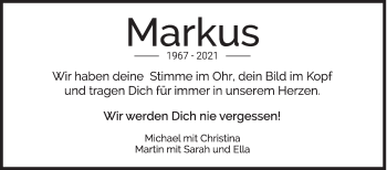 Traueranzeige von Markus  von Siegener Zeitung