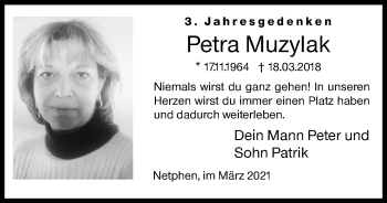 Traueranzeige von Petra Muzylak von Siegener Zeitung