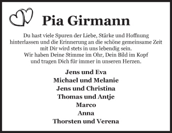 Traueranzeige von Pia Girmann von Siegener Zeitung