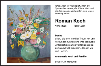 Traueranzeige von Roman Koch von Siegener Zeitung