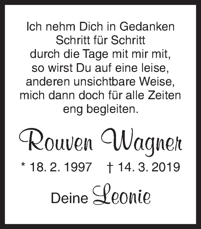  Traueranzeige für Rouven Wagner vom 13.03.2021 aus Siegener Zeitung
