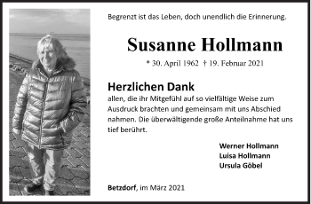 Traueranzeige von Susanne Hollmann von Siegener Zeitung
