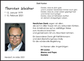 Traueranzeige von Thorsten Weidner von Siegener Zeitung