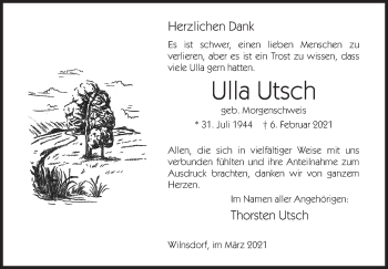Traueranzeige von Ulla Utsch von Siegener Zeitung