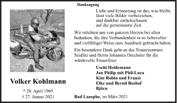 Traueranzeige von Volker Kohlmann von Siegener Zeitung