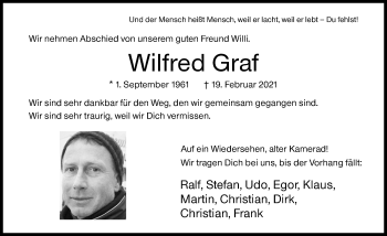 Traueranzeige von Wilfred Graf von Siegener Zeitung
