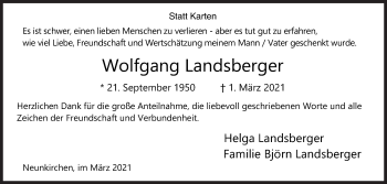 Traueranzeige von Wolfgang Landsberger von Siegener Zeitung