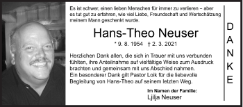 Traueranzeige von Hans-Theo Neuser von Siegener Zeitung