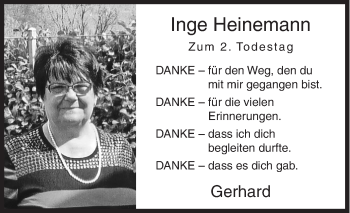 Traueranzeige von Inge Heinemann von Siegener Zeitung
