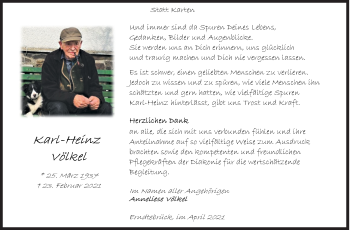 Traueranzeige von Karl-Heinz Völkel von Siegener Zeitung