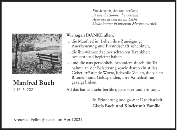 Traueranzeige von Manfred Buch von Siegener Zeitung